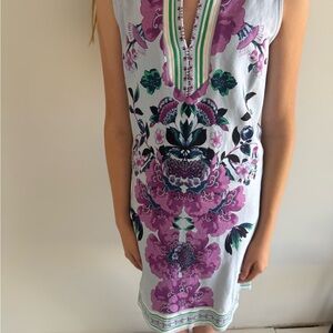 New York & Company Floral Mini Dress - Purple and Green